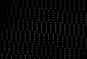 Dark blue, yellow vector background with signs of alphabet.