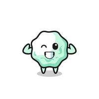 the muscular chewing gum character is posing showing his muscles vector