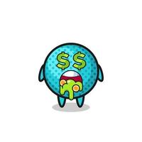 spiky ball character with an expression of crazy about money vector