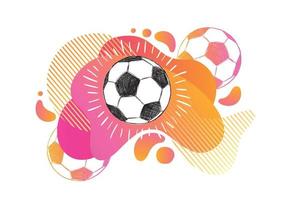 Hand drawn football, soccer ball sketch. Fluid abstract background. Banners with flowing liquid shapes. Vector