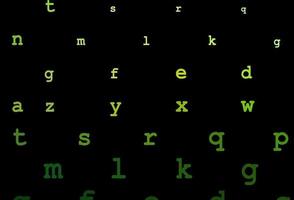 Dark green vector background with signs of alphabet.