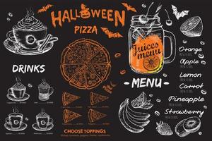 Halloween menu. Restaurant cafe menu, template design. Food flyer. vector
