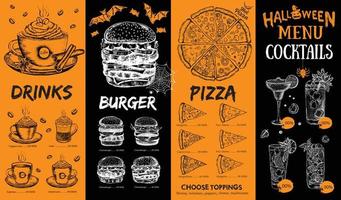 Halloween menu. Restaurant cafe menu, template design. Food flyer. vector