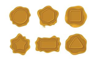 conjunto de iconos de sello de cera con color dorado vector