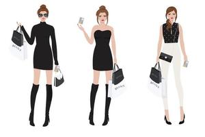 beautiful wealthy girl shopping brand name using credit card vector