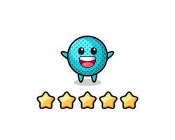 la ilustración de la mejor calificación del cliente, lindo personaje de bola puntiaguda con 5 estrellas vector