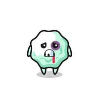 injured chewing gum character with a bruised face vector