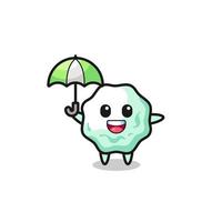 cute chewing gum illustration holding an umbrella vector