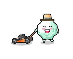 illustration of the chewing gum character using lawn mower vector