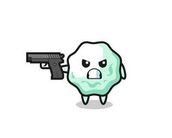 the cute chewing gum character shoot with a gun vector