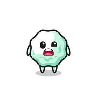 the shocked face of the cute chewing gum mascot vector