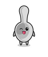 cute spoon character in sweet expression while sticking out her tongue vector