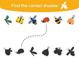 Find the correct shadow kids game vector illustration isolated on white background