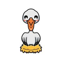 Cute pelican bird cartoon in nest vector