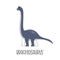 depredador de braquiosaurio de dinosaurio azul salvaje. ilustración vectorial animal prehistórico para imprimir vector