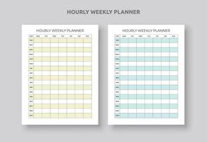 planificador semanal de productividad por hora. plantilla de planificador diario y semanal vector