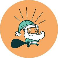 icon of a tattoo style santa claus christmas character with sack vector