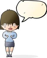 cartoon woman making Who Me  gesture with speech bubble vector