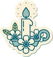 sticker of tattoo in traditional style of a candle holder