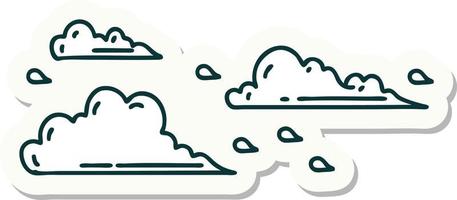 sticker of a tattoo style floating clouds vector