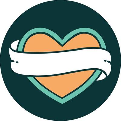 iconic tattoo style image of a heart and banner