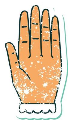 iconic distressed sticker tattoo style image of a hand