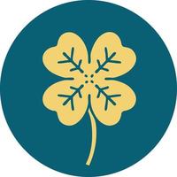 iconic tattoo style image of a 4 leaf clover vector