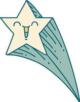 illustration of a traditional tattoo style shooting star vector