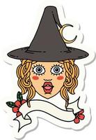 sticker of a human witch character face vector