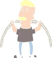 flat color illustration of man lifting chain vector