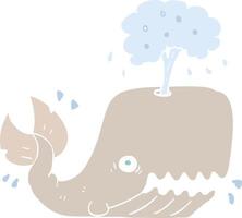 flat color illustration of whale spouting water vector