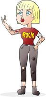 freehand drawn cartoon rock girl vector