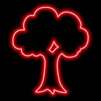 Red neon silhouette of a tree on a black background vector