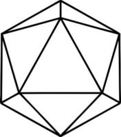 tatuaje en blanco y negro estilo de línea natural 1 d20 tirada de dados vector