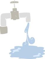 flat color illustration of running faucet vector