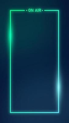 Vertical rectangle shape glow border on the black background. Abstract dark design element.