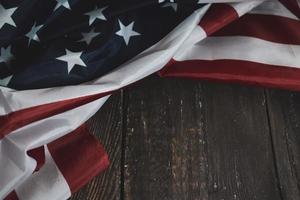 American flag on wooden Table photo