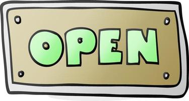 freehand drawn cartoon open sign vector