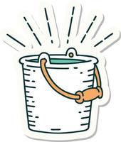 sticker of a tattoo style bucket of water vector