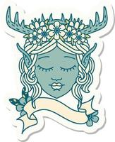 sticker of a elf druid character face vector