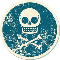 iconic distressed sticker tattoo style image of a skull vector