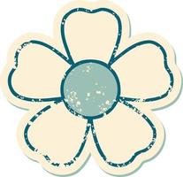 iconic distressed sticker tattoo style image of a flower vector