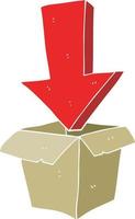 flat color illustration of empty box with arrow vector