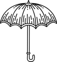 tatuaje en estilo de línea negra de un paraguas vector