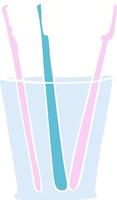 flat color illustration of glass and toothbrushes vector