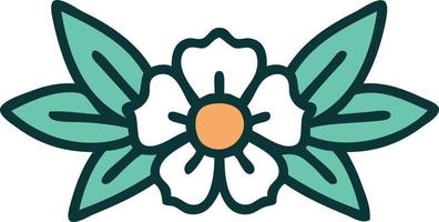 iconic tattoo style image of a flower vector