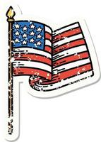 distressed sticker tattoo in traditional style of the american flag vector