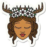 sticker of a human druid character face vector