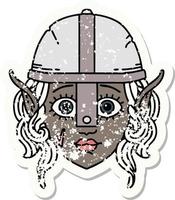 Retro Tattoo Style elf fighter character face vector