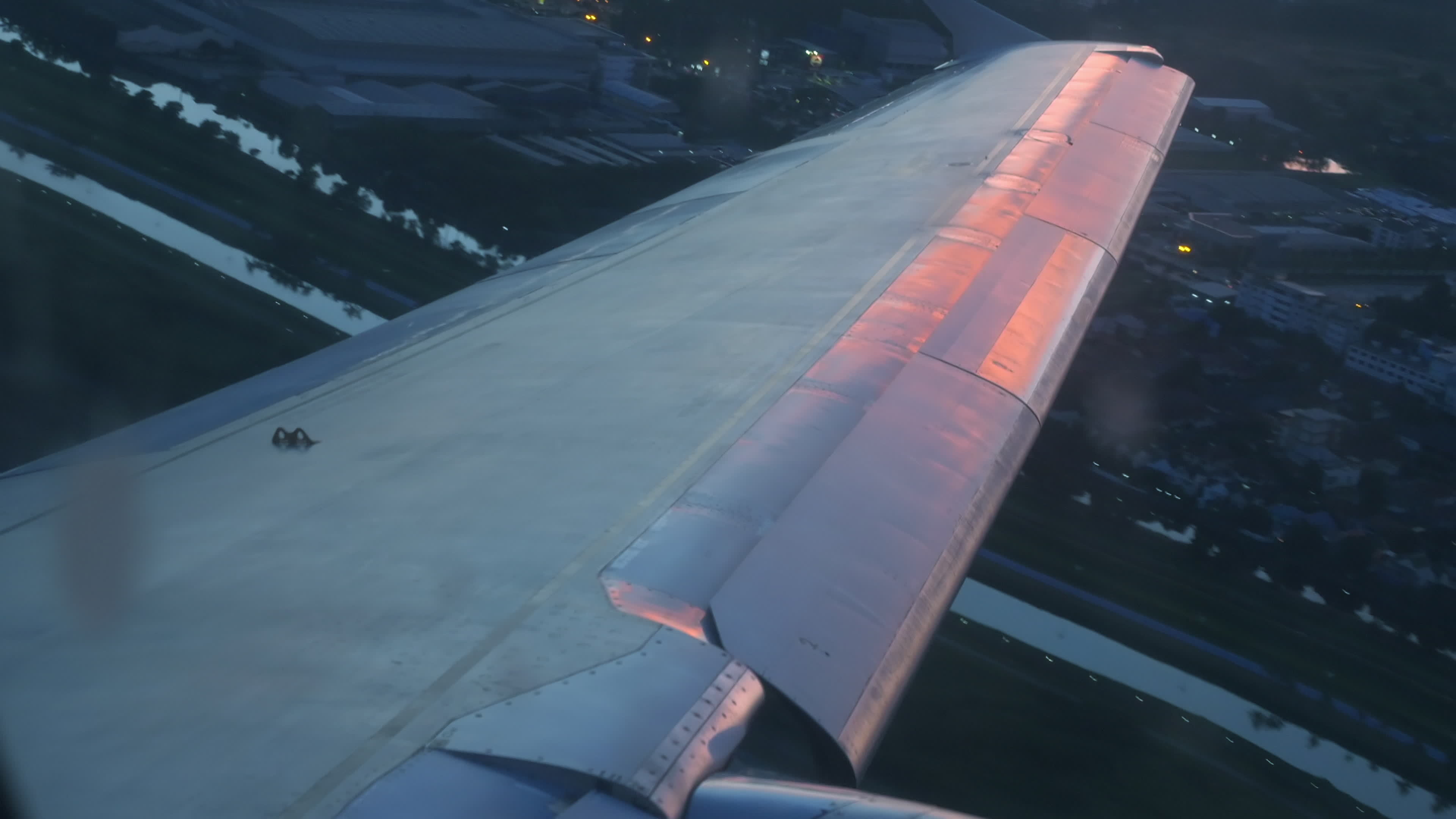 Airliner Taking Off In The Rays Of Sunset Or Dawn First Person View 